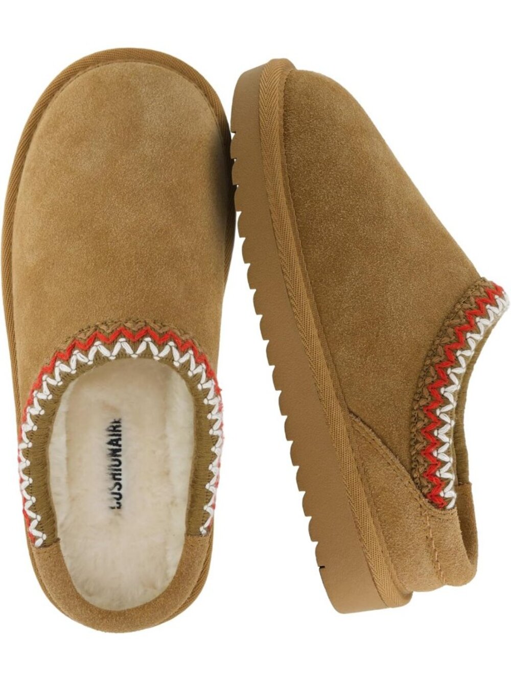 Cozy Suede Leather Kids Slippers - Slip-On Mule House Shoes with Faux Fur Lining